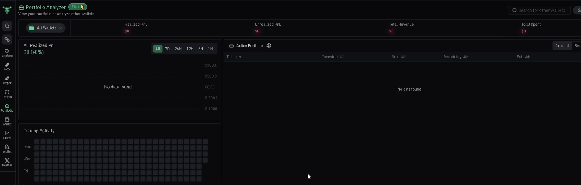 BullX NEO portfolio analyzer dashboard